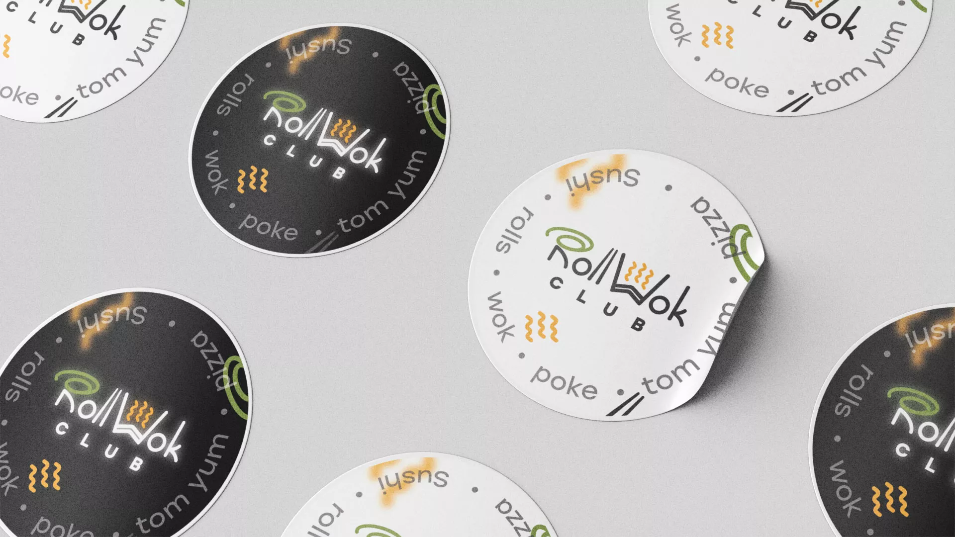 Разработка наклеек для суши-бара «Roll Wok Club» в Йошкар-Оле